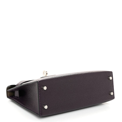 Hermes Chevre Mysore Verso Mini Kelly Sellier 20 Raisin Origan 4 of 10