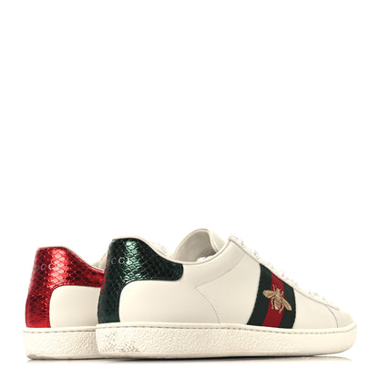 Gucci Calfskin Ayers Bee Embroidered Womens Ace Sneakers 38.5 White Flame Red Green 5 of 10