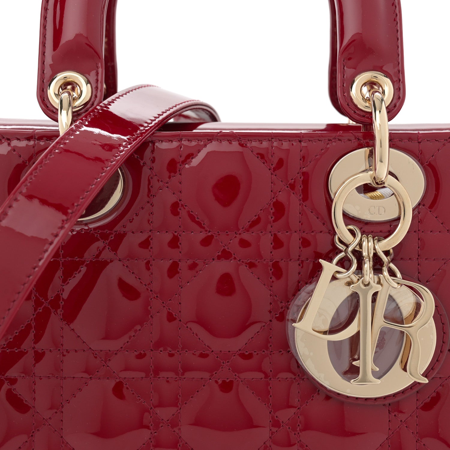 Christian Dior Patent Cannage Small Lady Dior Cherry Red 8 of 10