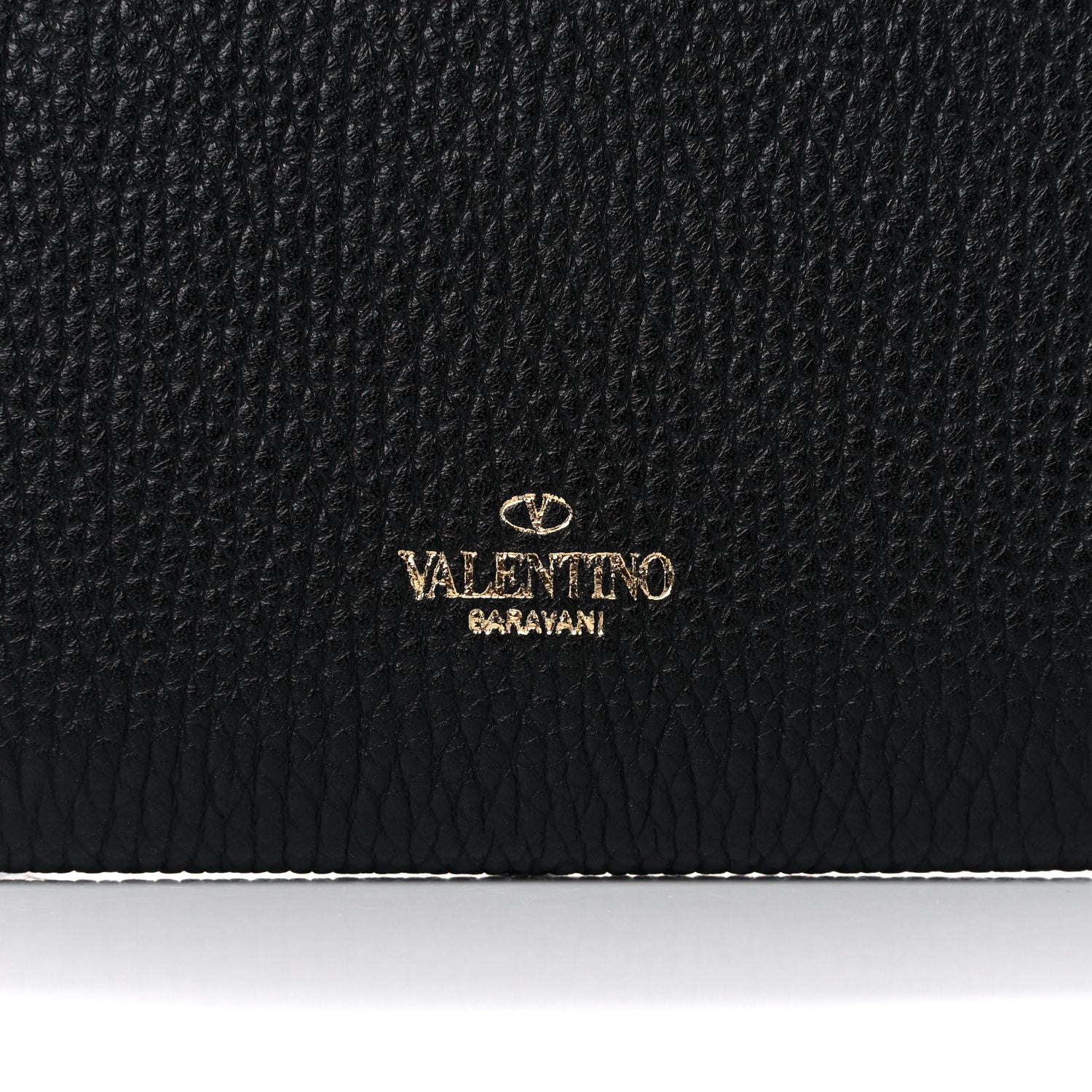 Valentino Garavani Pebbled Calfskin Rockstud Flip Lock Wallet On Chain Black 12 of 15