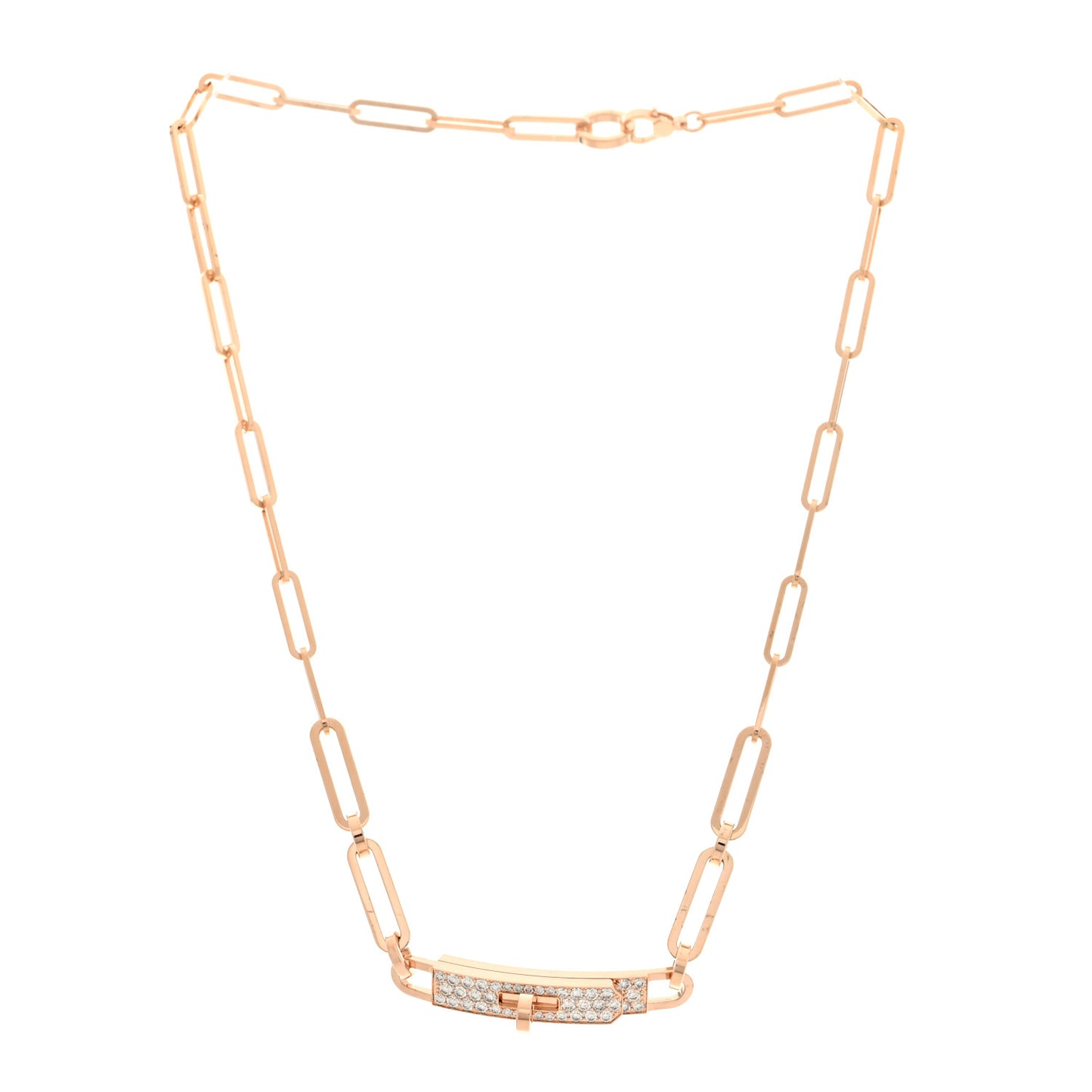 18K Rose Gold Diamond Pave Kelly Chaine Choker Necklace