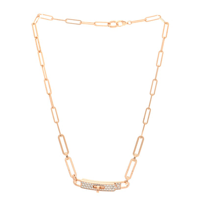 Hermes 18K Rose Gold Diamond Pave Kelly Chaine Choker Necklace 3 of 6