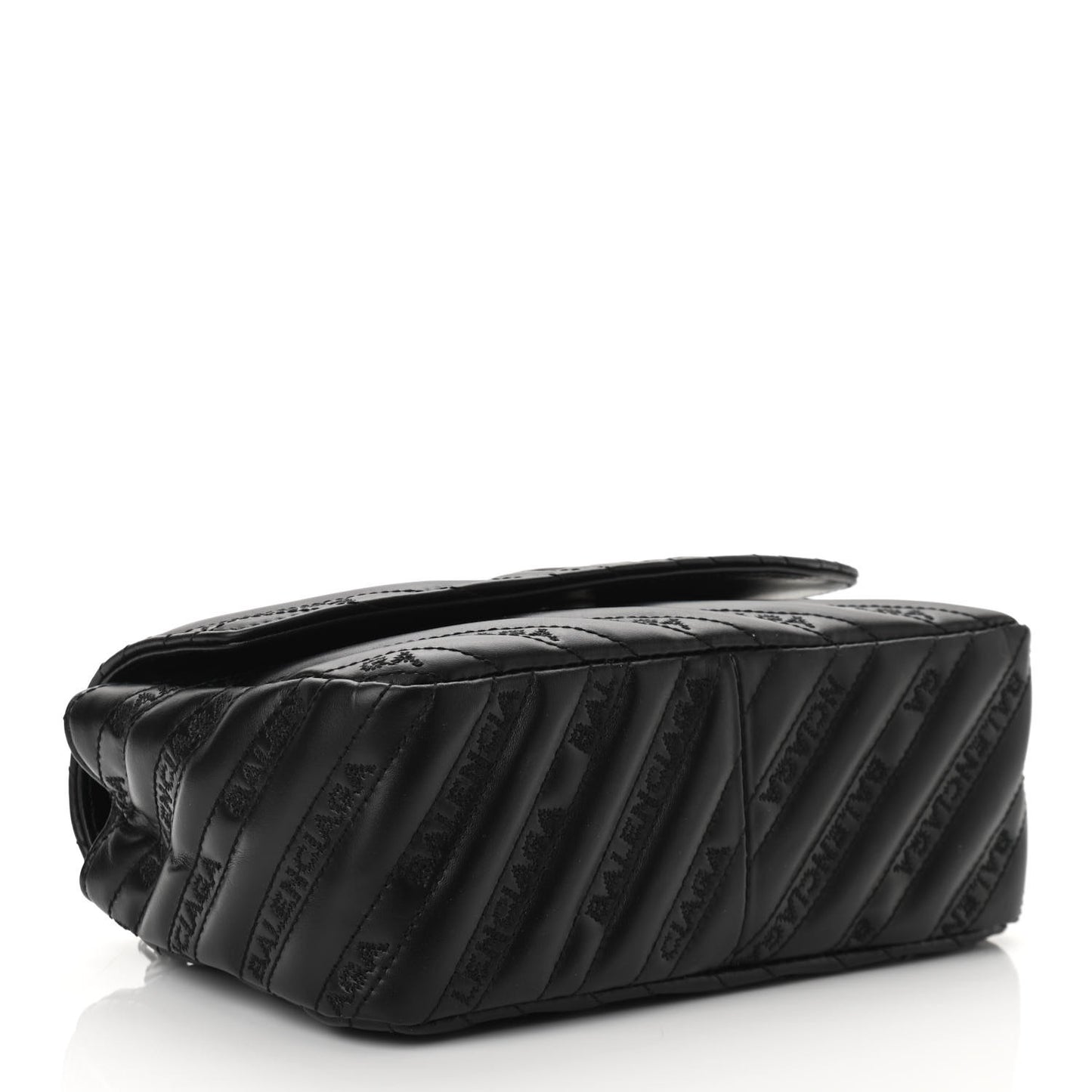 Calfskin Logo Matelasse S BB Round Shoulder Bag Black