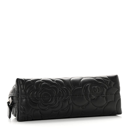 Chanel Lambskin Camellia Embossed Cosmetic Case Black 4 of 12