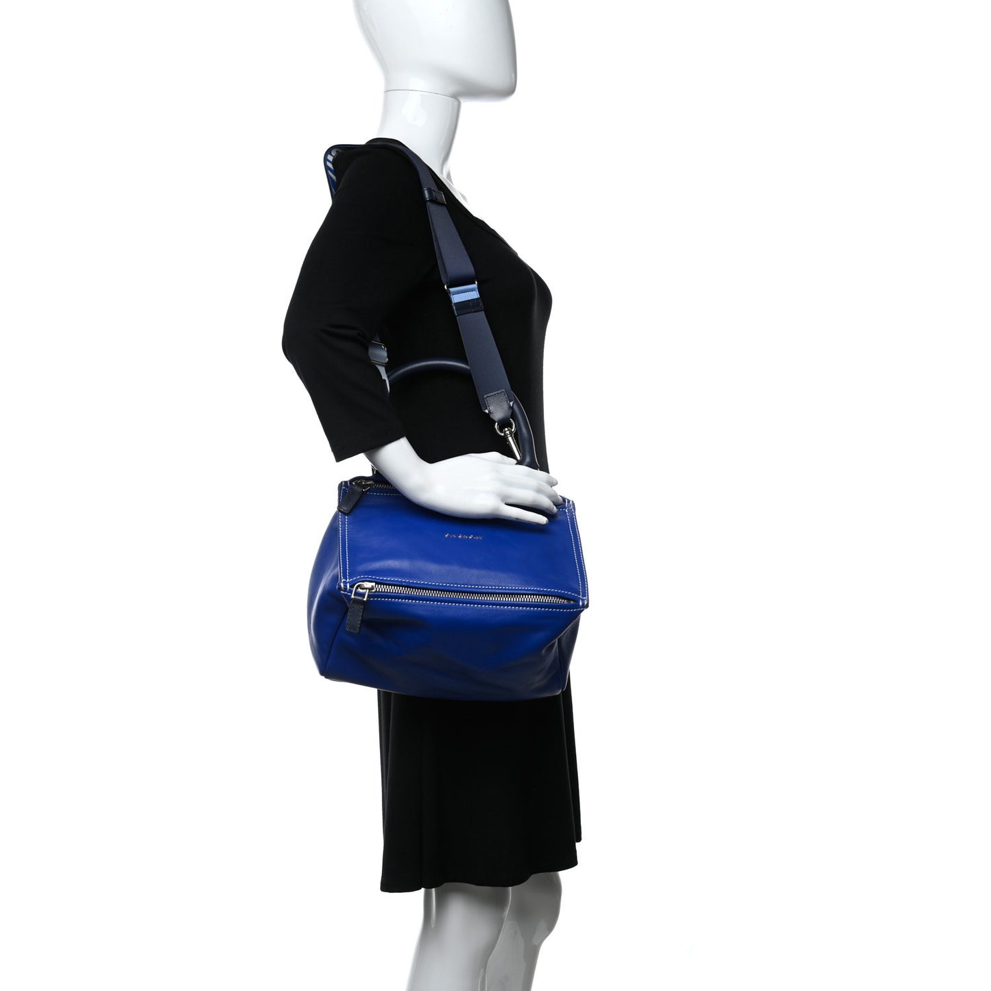 Calfskin Small Pandora Logo Strap Blue