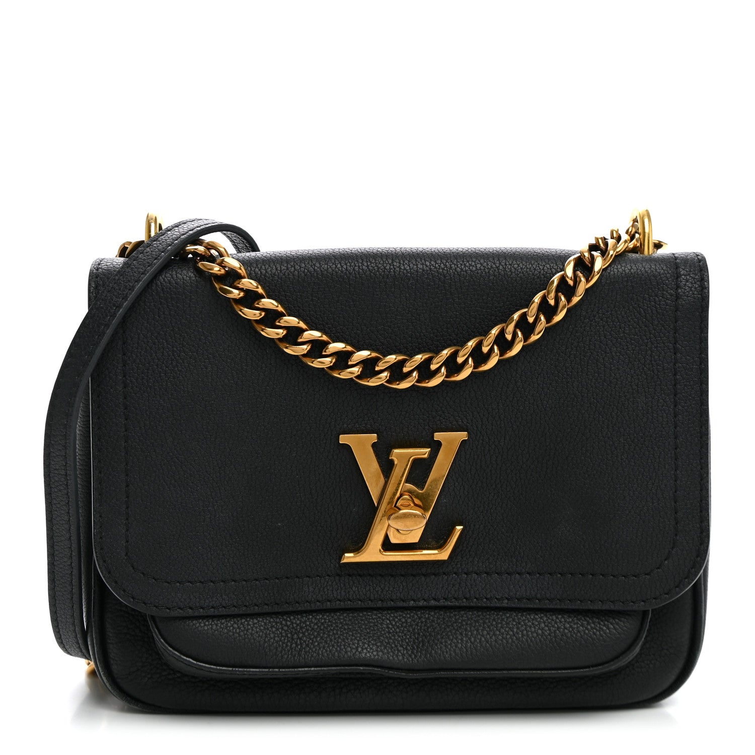 Louis Vuitton Grained Calfskin Lockme Chain Bag PM Black 1 of 10