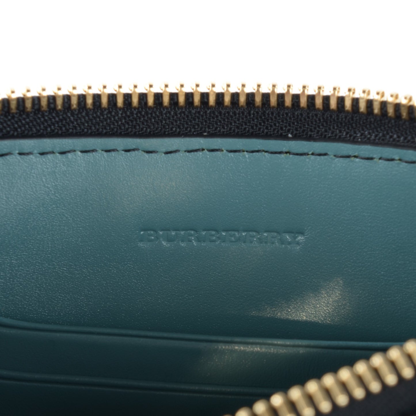 Signature Grain Calfskin Check Embossed Peyton Crossbody Clutch Bag Celadon Blue