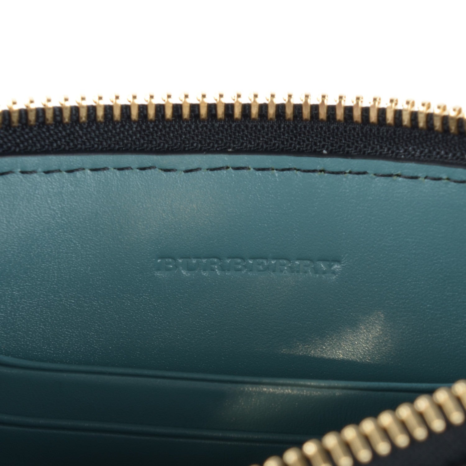 Burberry Signature Grain Calfskin Check Embossed Peyton Crossbody Clutch Bag Celadon Blue 6 of 8