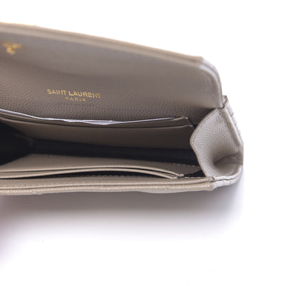 Saint Laurent Grain De Poudre Matelasse Chevron Small Monogram Envelope Wallet Dark Beige 5 of 7