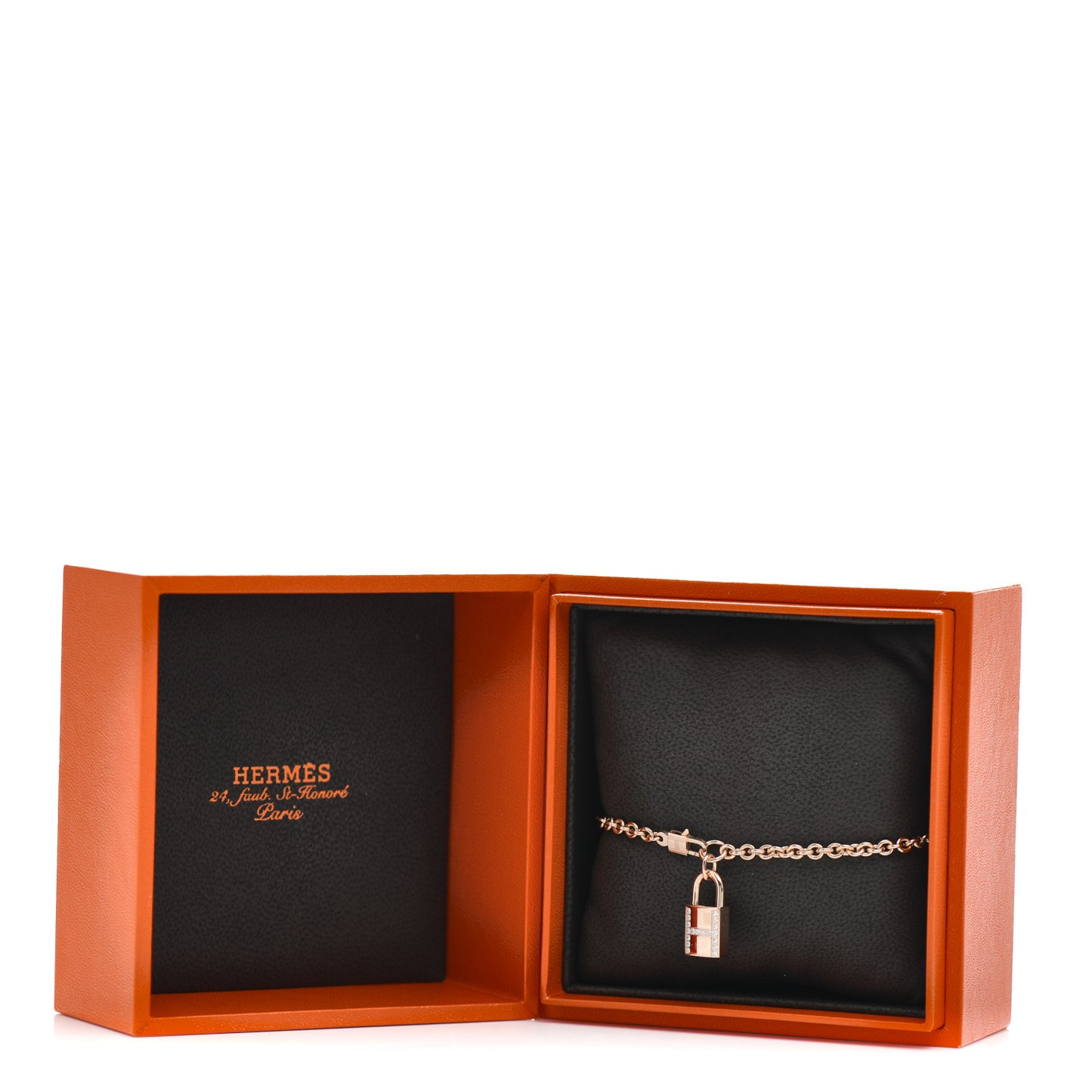 18K Rose Gold Diamond Amulettes Cadenas Bracelet SH