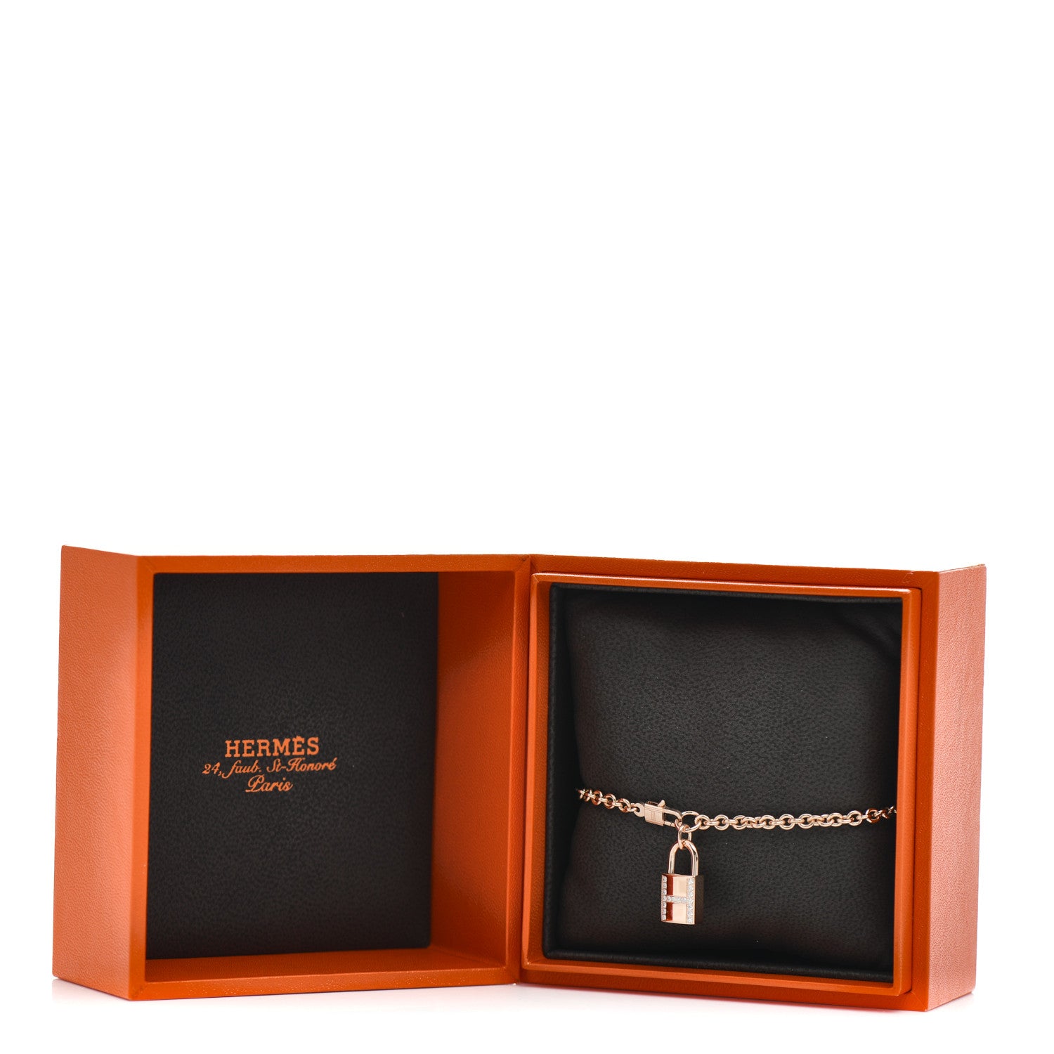 Hermes 18K Rose Gold Diamond Amulettes Cadenas Bracelet SH 5 of 5