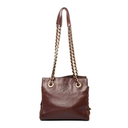 Prada Nappa Nylon Chain Shoulder Bag Brown 1 of 4
