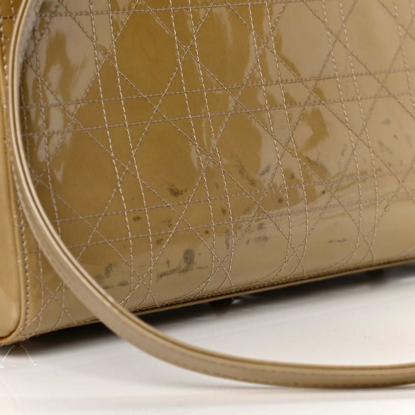Patent Cannage Large Lady Dior Beige