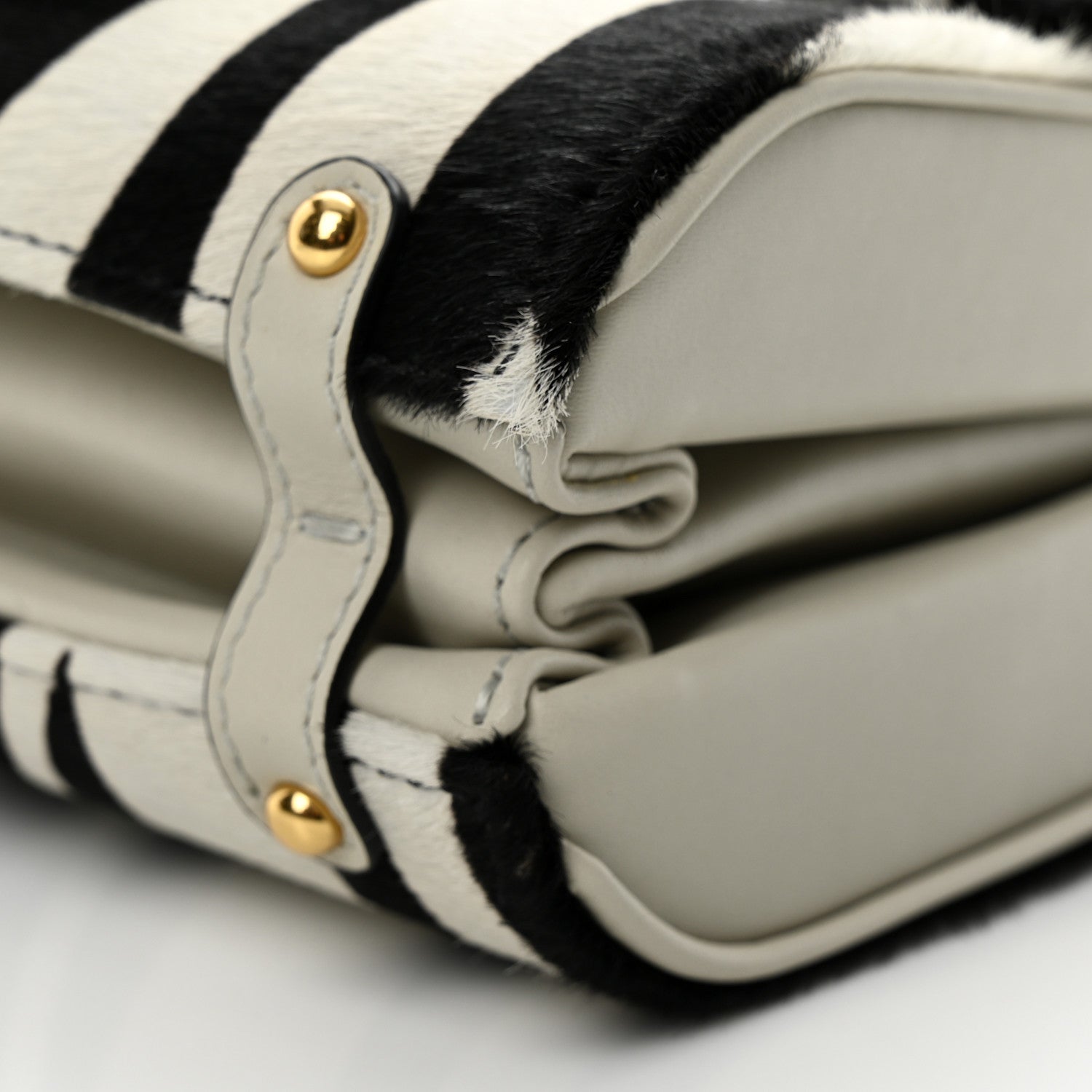 Valentino Garavani Pony Hair Zebra VLogo Stud Sign Shoulder Bag White Black 10 of 11