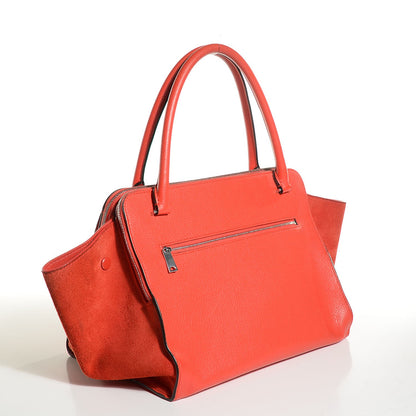 Celine Drummed Calfskin Suede Double Zip Trapeze Vermillion 13 of 19
