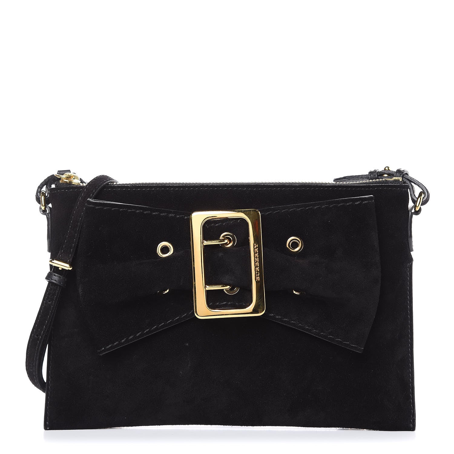 Burberry Suede Bow Buckle Crossbody Bag Black 1 of 9