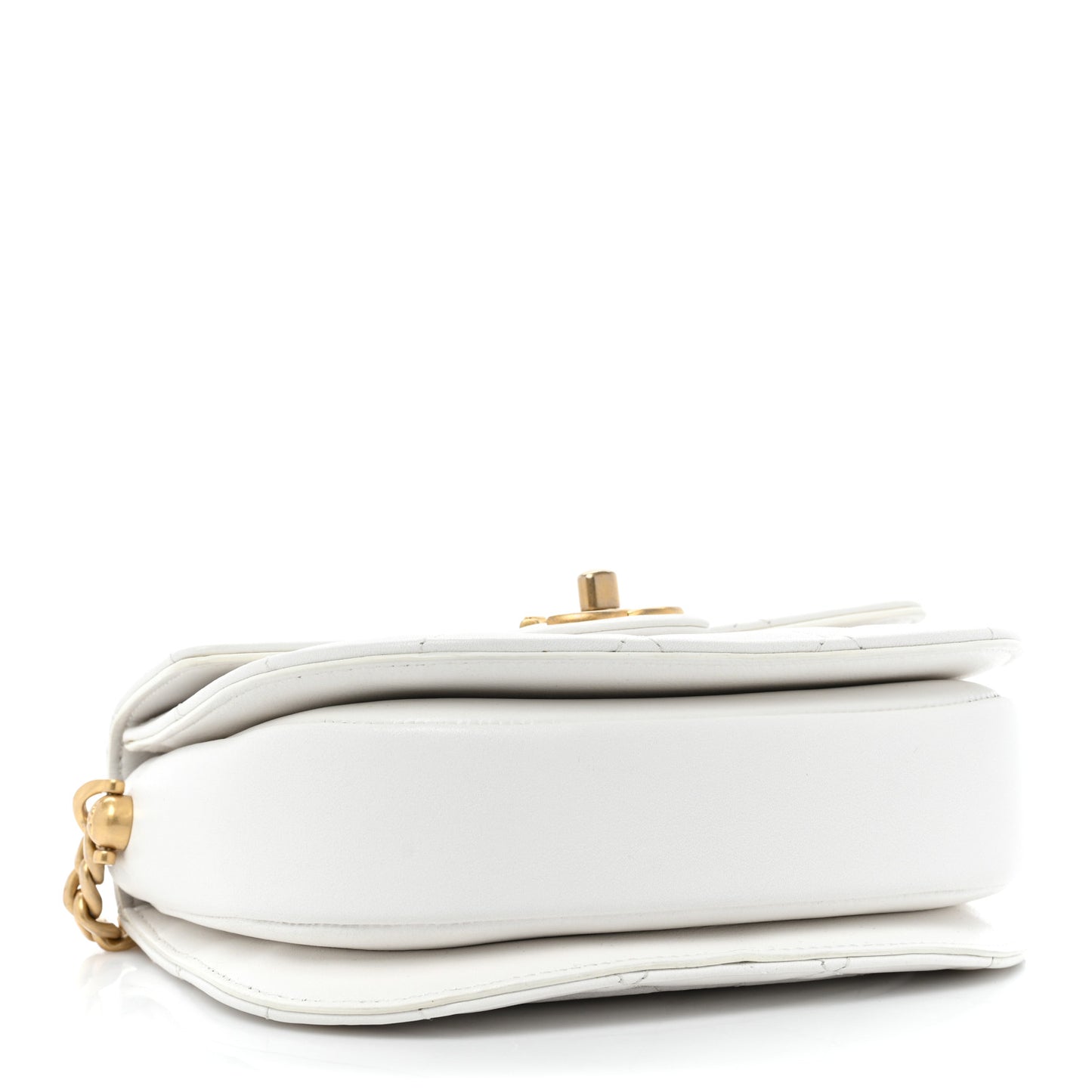 Calfskin Quilted Moon Messenger White