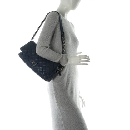 Chanel Crumpled Calfskin Quilted Medium Casual Rock Flap Navy 2 of 7