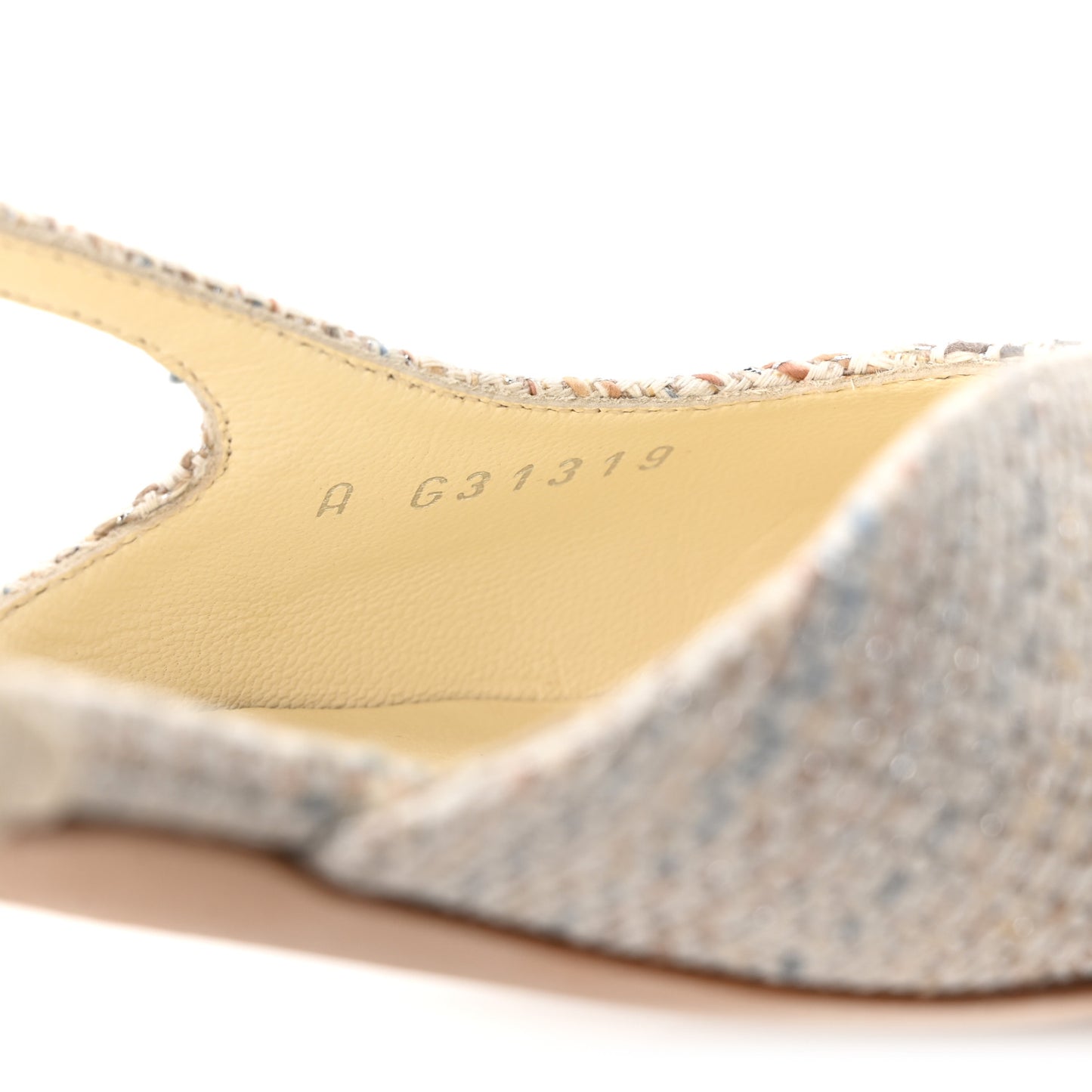 Tweed Patent Cap Toe CC Slingback Flats 40 Grey