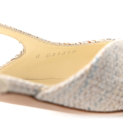 Chanel Tweed Patent Cap Toe CC Slingback Flats 40 Grey 9 of 9