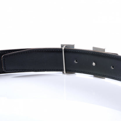 Hermes Togo Box Reversible Constance 32mm H Belt 80 Blue Jean Noir 3 of 6