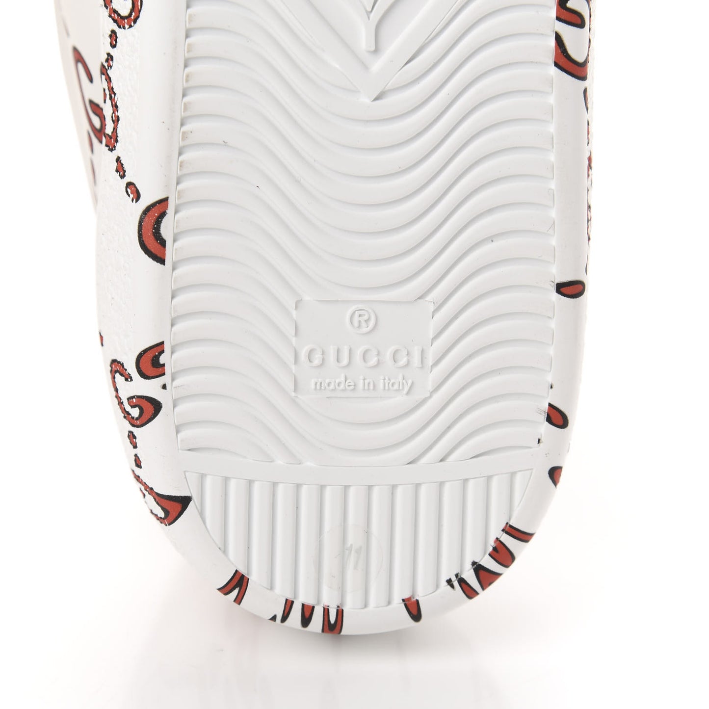 Calfskin GucciGhost Print Mens Ace Sneakers 11 White Hibiscus Red