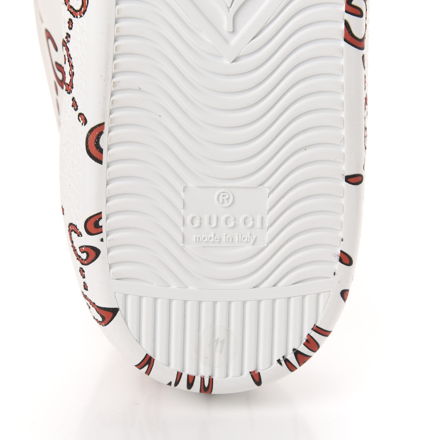 Gucci Calfskin GucciGhost Print Mens Ace Sneakers 11 White Hibiscus Red 9 of 10