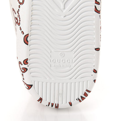 Gucci Calfskin GucciGhost Print Mens Ace Sneakers 11 White Hibiscus Red 9 of 10