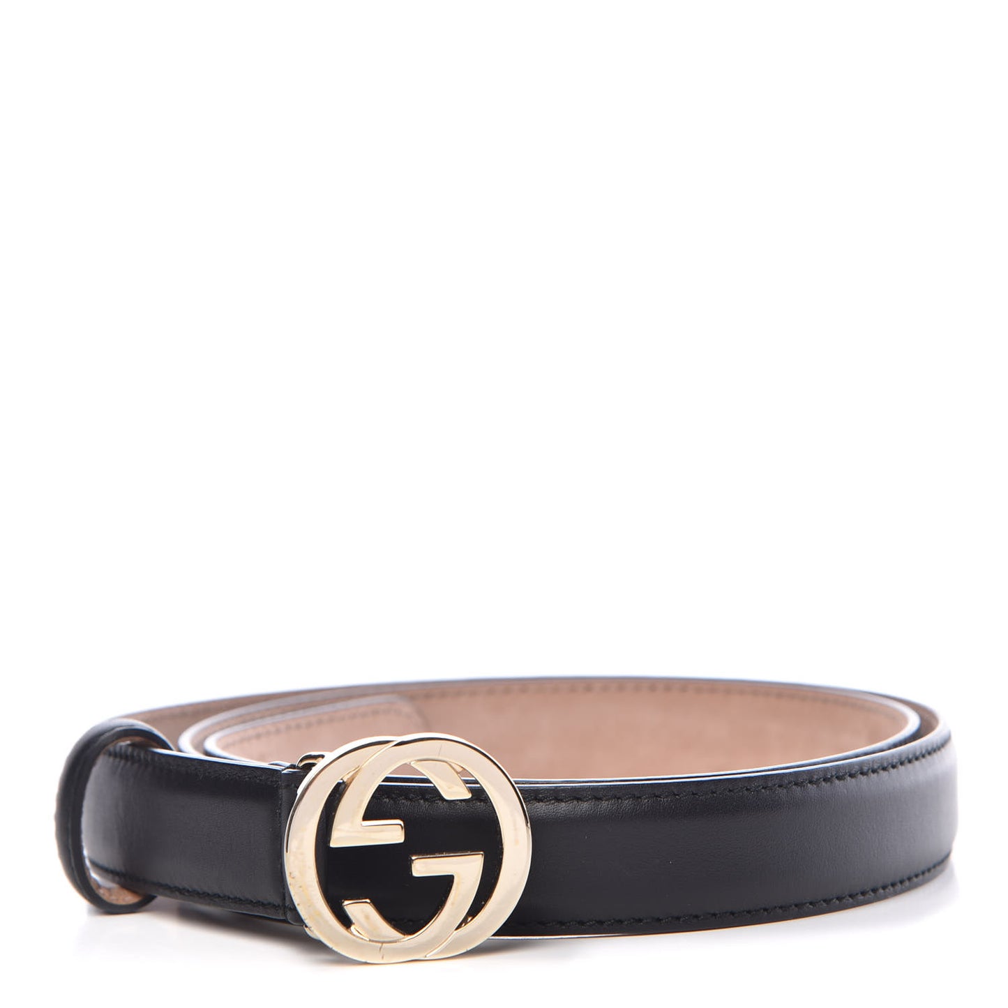 Moon Calfskin Interlocking G 25mm Belt 95 38 Black