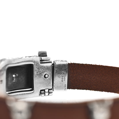Gucci Sterling Silver Leather Anger Forest Wolf Head Bracelet 4 of 4