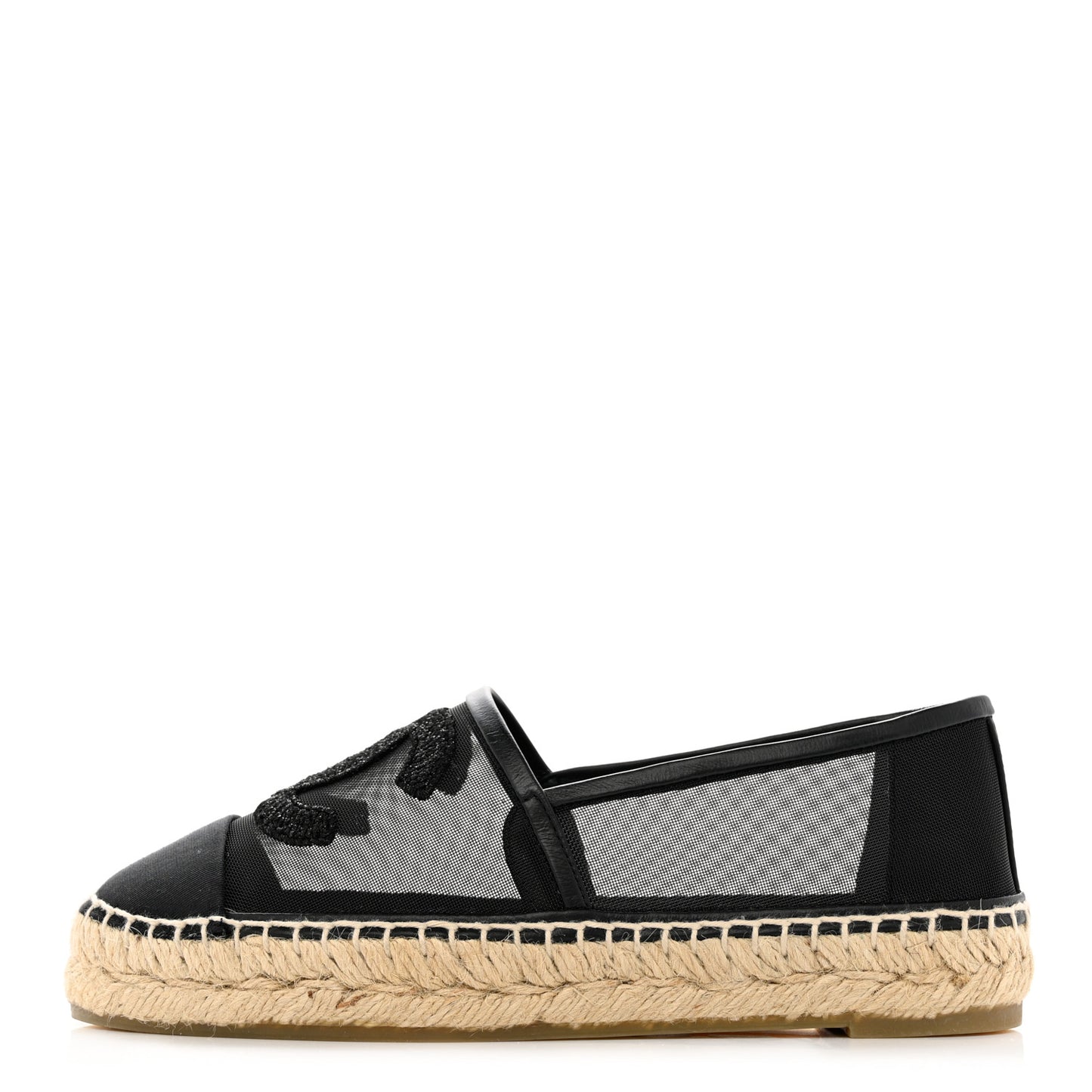 Mesh Grosgrain CC Espadrilles 35 Black