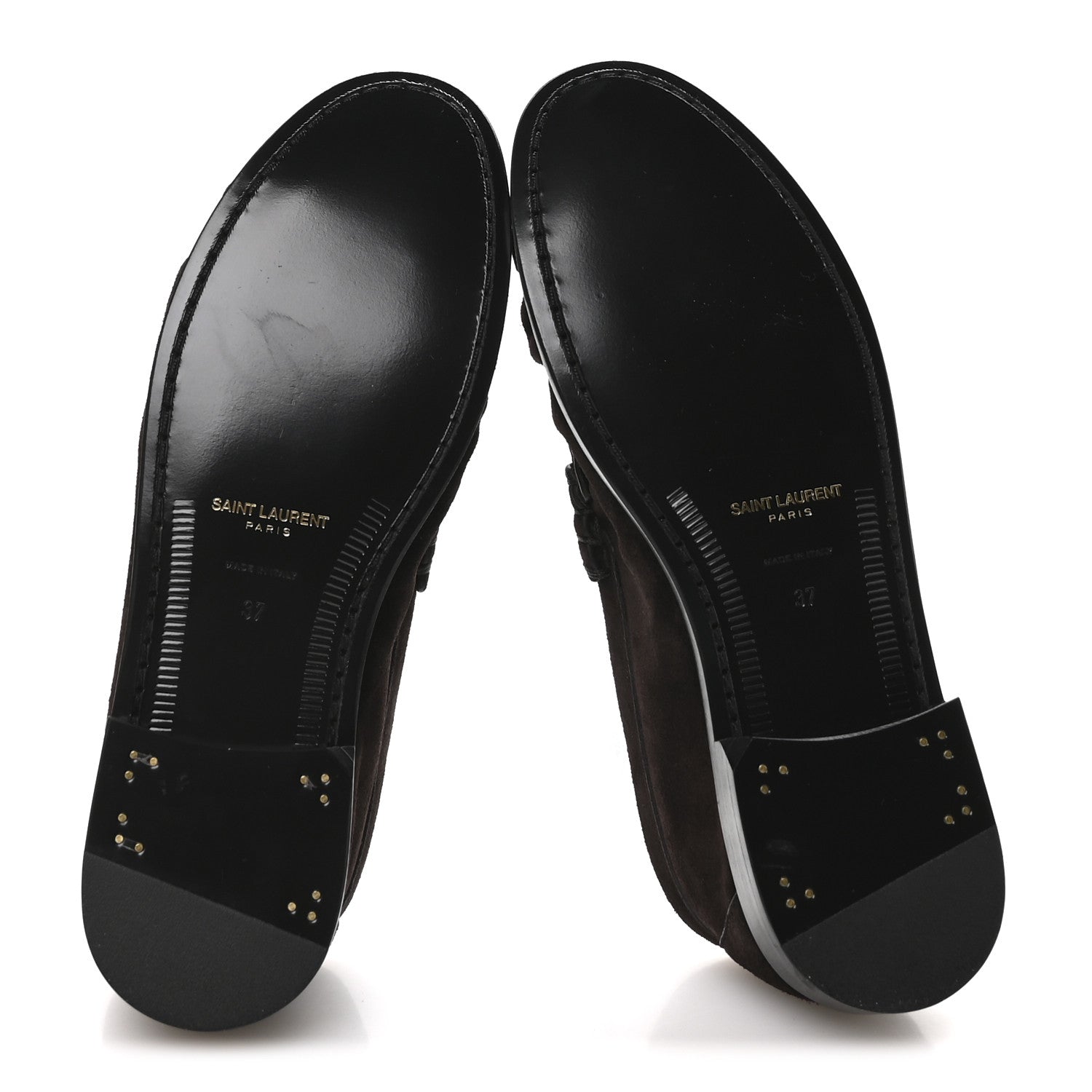 Saint Laurent Suede Le Loafer 15 Penny Slippers 37 Dark Chocolate 6 of 7