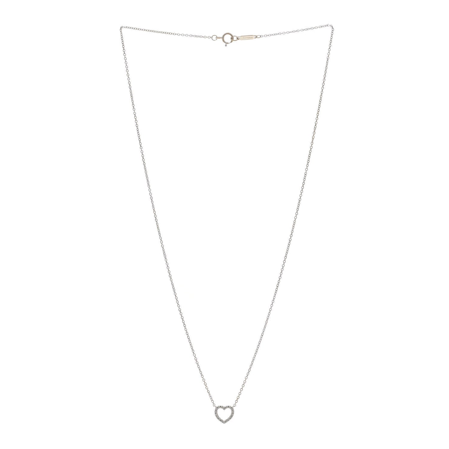 18K White Gold Diamond Metro Heart Pendant Necklace
