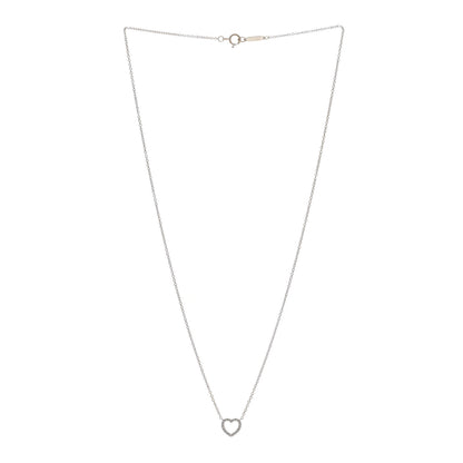Tiffany 18K White Gold Diamond Metro Heart Pendant Necklace 3 of 5