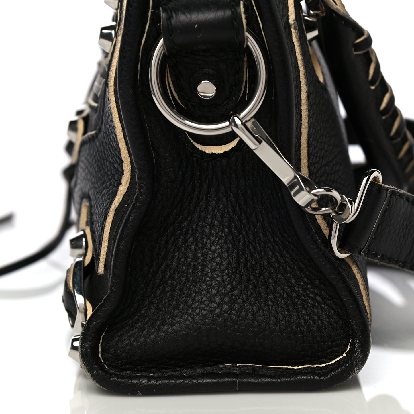 Supple Grained Calfskin Classic Silver Hardware Highlight Mini City Black