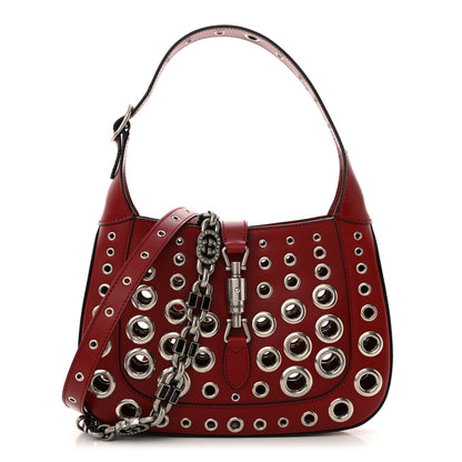 Gucci Calfskin Ha Ha Ha Jackie 1961 Eyelet Hobo Cherry Red 1 of 11
