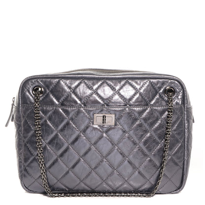 Chanel Metallic Aged Calfskin Quilted Large Reissue Camera Case Silver 1 of 7
