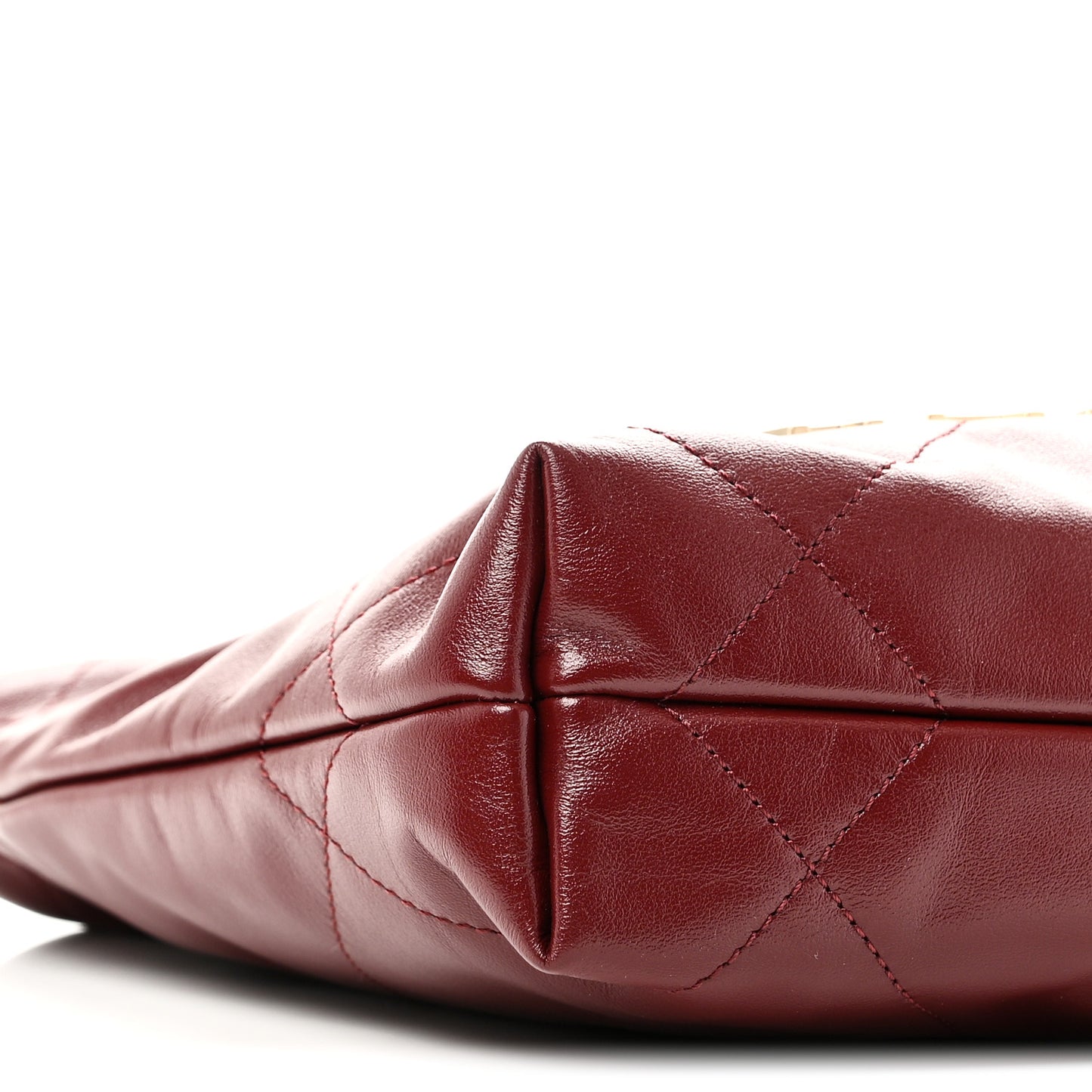 Shiny Calfskin Quilted Mini Chanel 22 Dark Burgundy