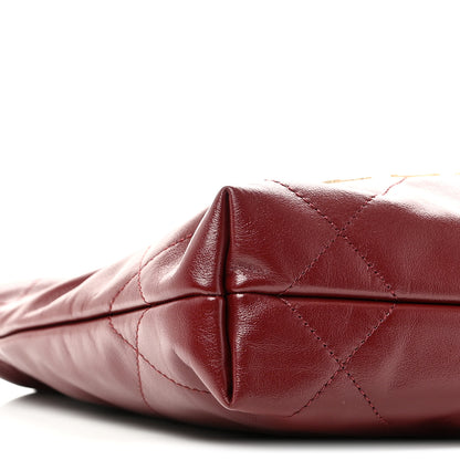 Chanel Shiny Calfskin Quilted Mini Chanel 22 Dark Burgundy 9 of 10