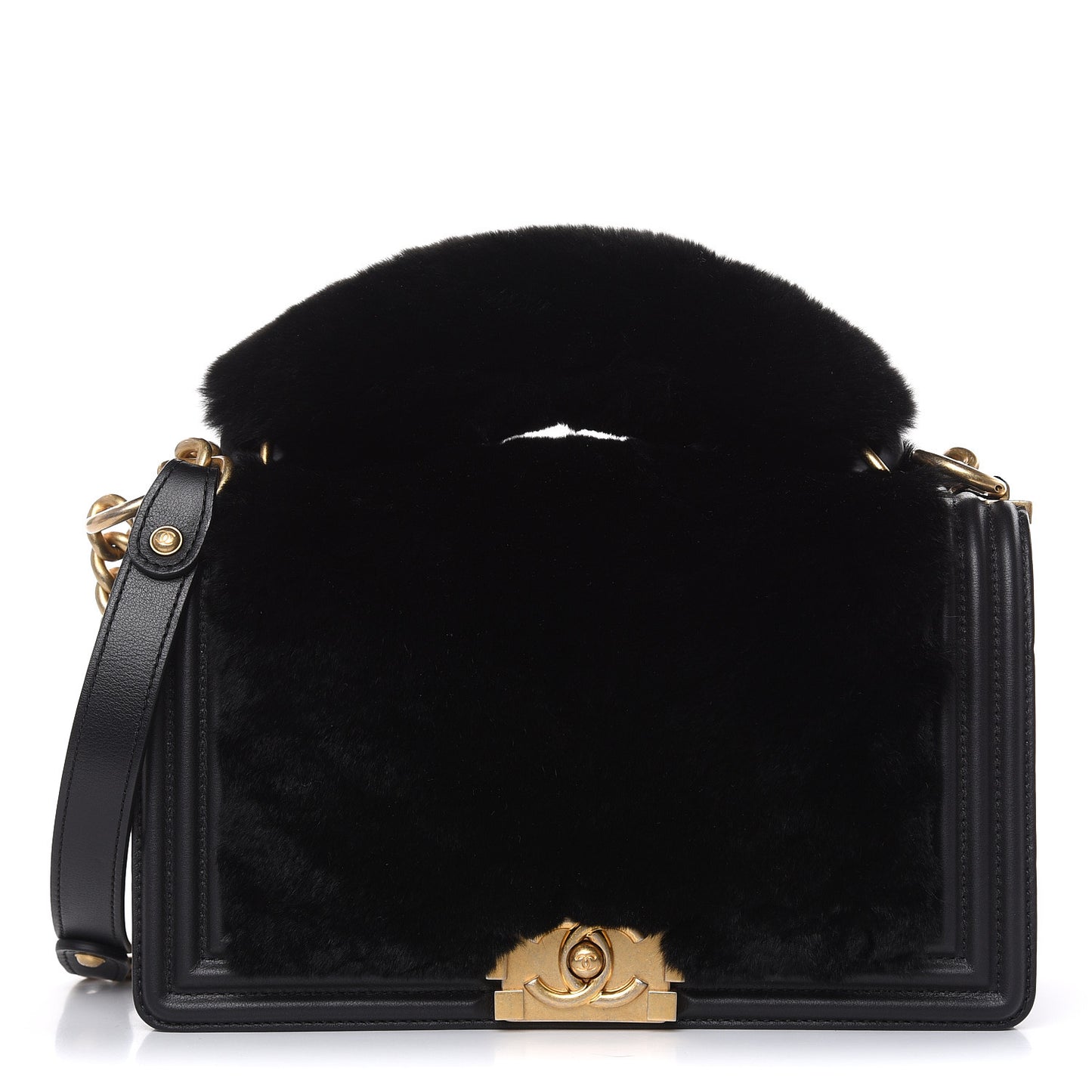 Orylag Medium Boy Top Handle Flap Black