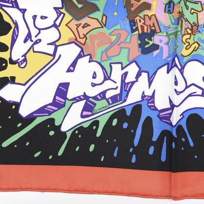Hermes Silk Gavroche Graff Pocket Square Scarf Multicolor Black Jaune 3 of 4