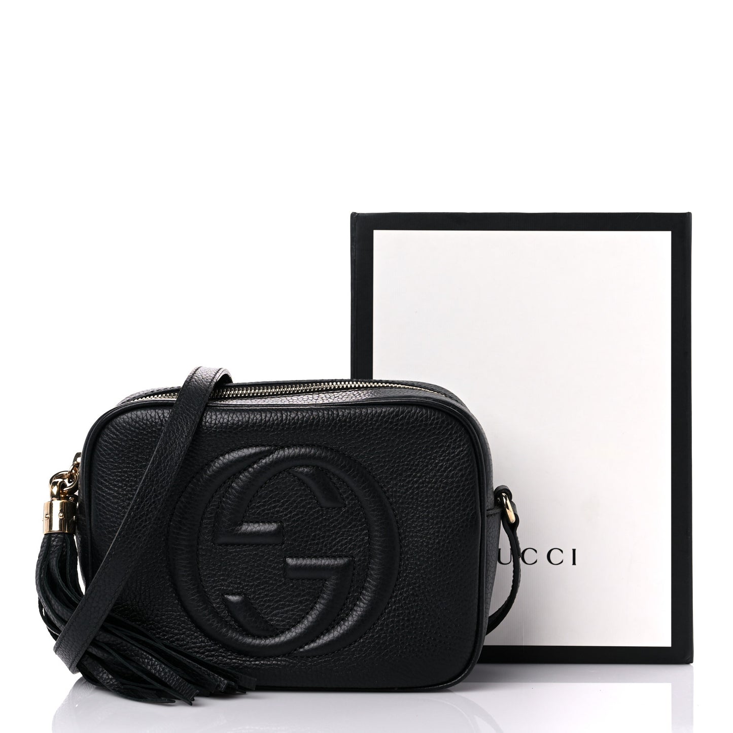 Pebbled Calfskin Small Soho Disco Bag Black