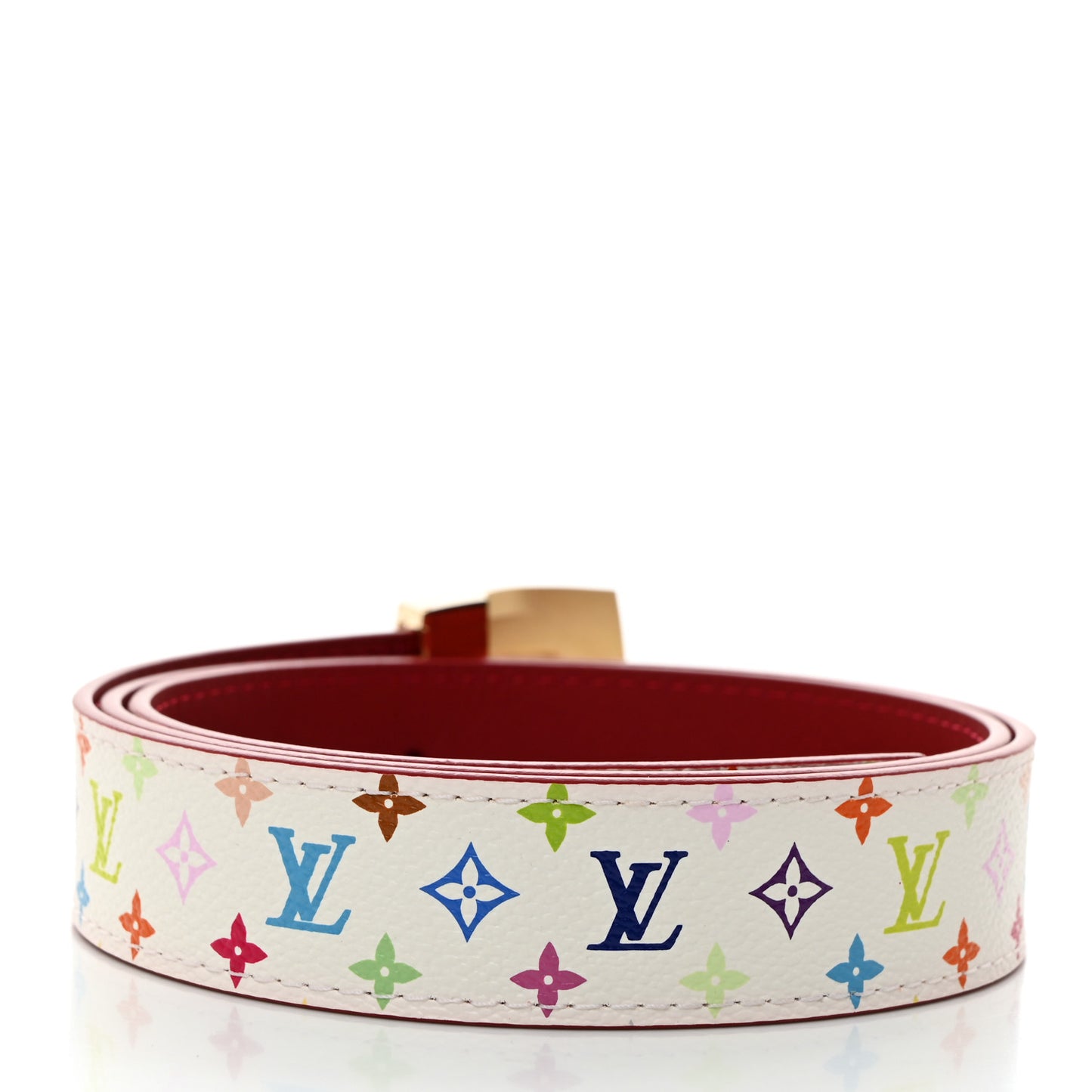 Monogram Multicolor LV Cut Reversible Belt 85 34 White Grenade