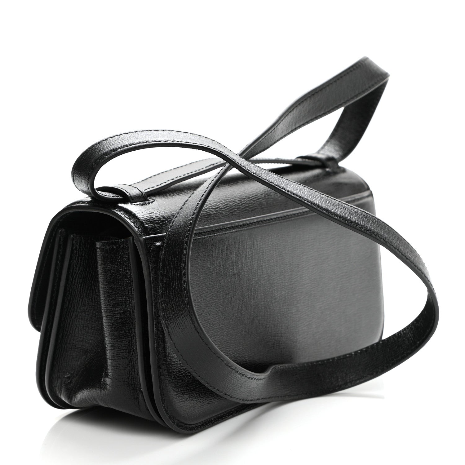 Balenciaga Calfskin Stripe Embossed Small Gossip Bag Black 2 of 9