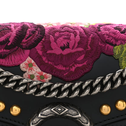 Gucci Calfskin Floral Embroidered Studded Small Dionysus Shoulder Bag Black 8 of 11