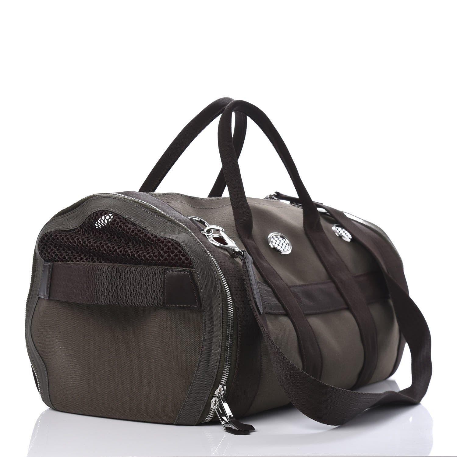 Hermes Fabric Carrying Dog Bag Kaki Feu 2 of 15
