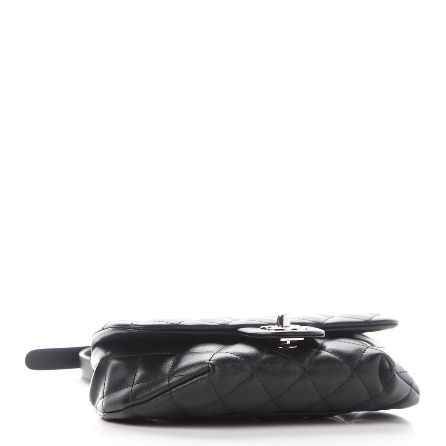Calfskin Quilted CC Uniform Flap Belt Bag Black