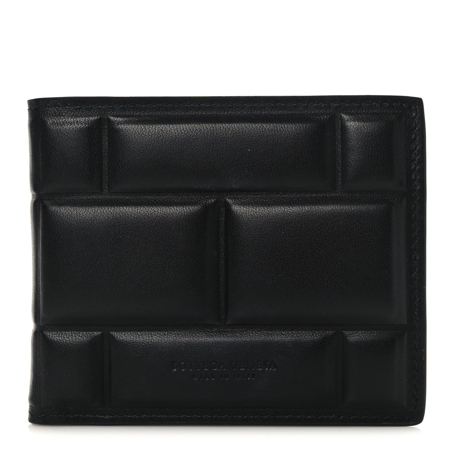 Calfskin Padded Paper Bi-Fold Wallet Black