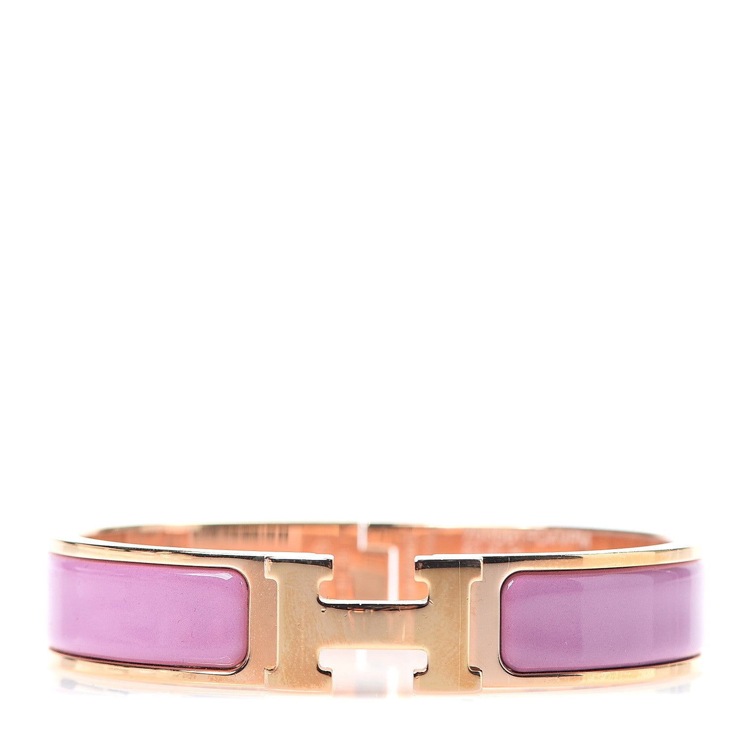 Hermes Enamel Narrow Clic Clac H Bracelet PM Rose Cendre 1 of 5