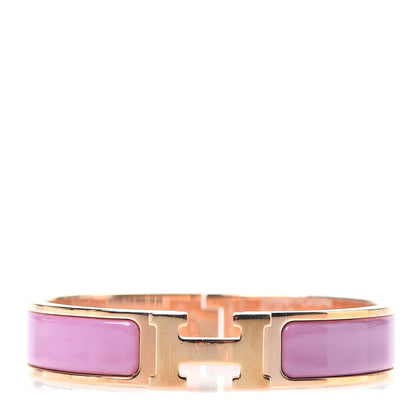 Hermes Enamel Narrow Clic Clac H Bracelet PM Rose Cendre 1 of 5